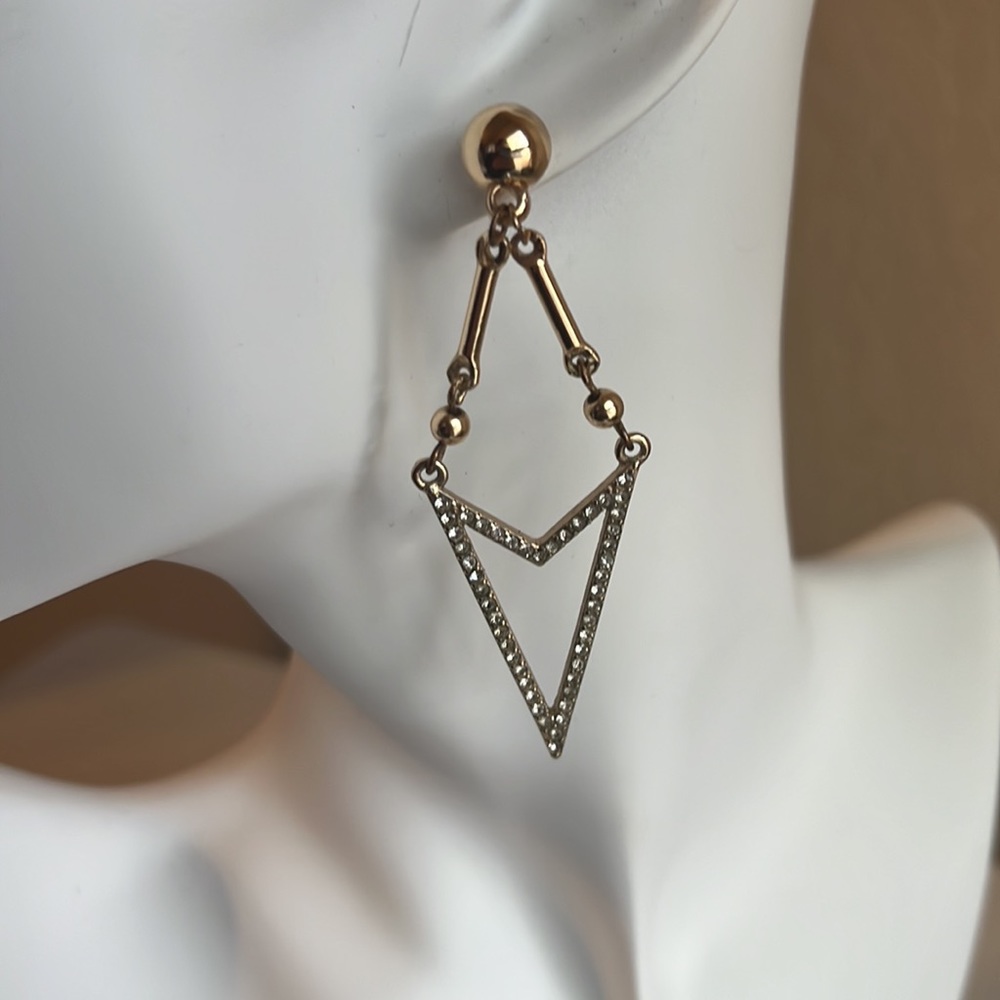 Gold & Rhinestone Statement Earrings - Picture 3 of 4